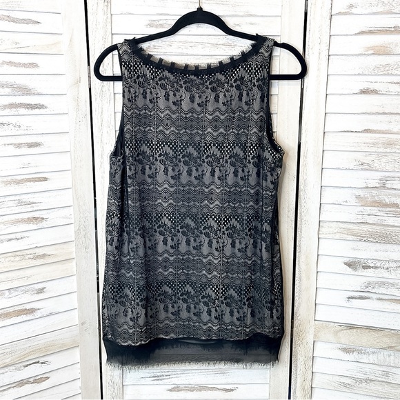 CABI | Lace Overlay Black Blouse Tank Top - Picture 10 of 11